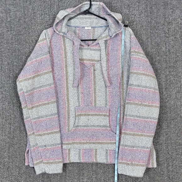 Artesanias Hoodie Womens Large Gray Pink Hooded Sweater Surfer Skater Drug Rug - Picture 3 of 9